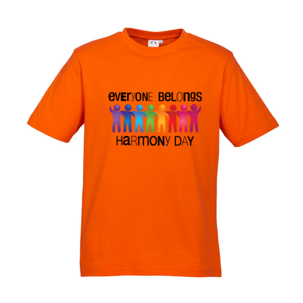 Adults Harmony Day Everyone Belongs 2025 on Orange T-Shirt Thumbnail